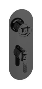 Комплект наружных частей термостата с дивертером на 2 потребителя - вертикальная овальная панель с ручками Bold WE ARE IB eua612cfnb1 Black Chrome Aqua