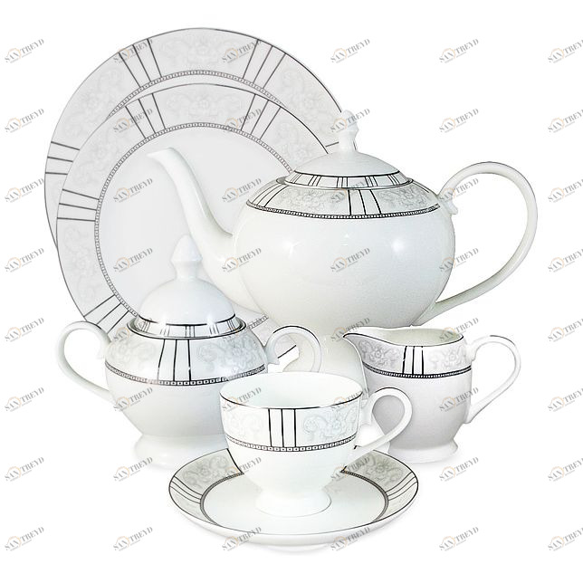 Сервиз чайный фарфоровый белый на 12 персон, 40 предметов "Шенонсо" ANNA LAFARG EMILY ШЕНОНСО 00-3946881 Белый 