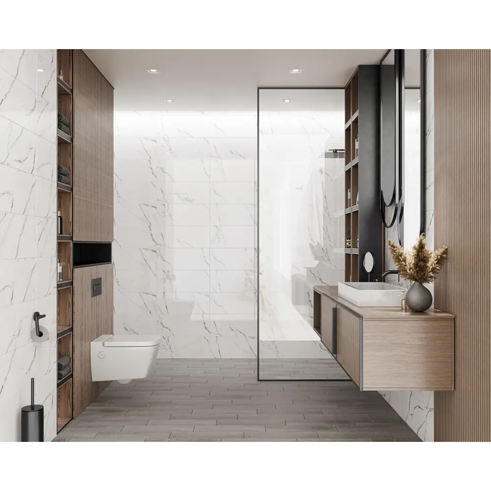 Плитка настенная Gracia Ceramica Tudor 01 25x60 см 1.2 м² глянцевая цвет белый/темно-серый мрамор 86745655 STLM-2070922 - Вид №5