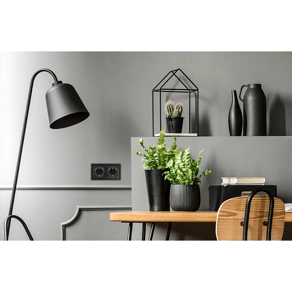 Рамка для розеток и выключателей Legrand Structura 2 поста цвет магнезиум STLM-2190041 - Вид №5