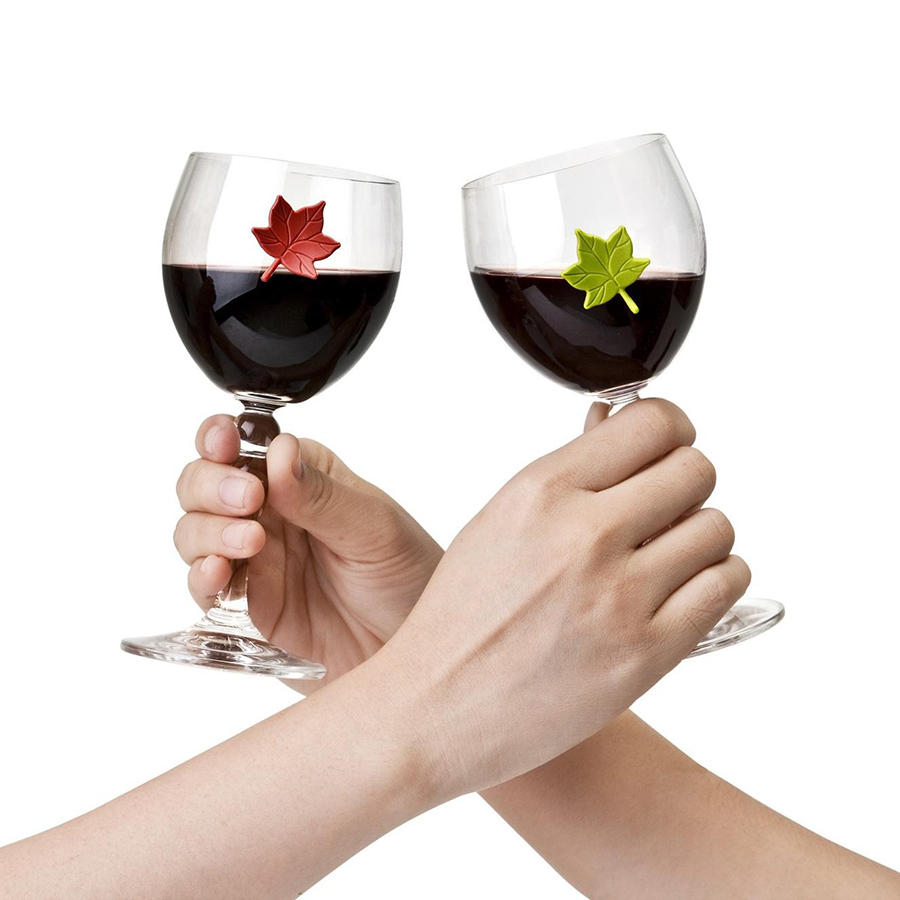Маркеры для бокалов разноцветные 6 штук Leaf My Glass QUALY ДИЗАЙНЕРСКИЕ 00-3869941 Желтый;зеленый;красный;разноцветный  - Вид №1