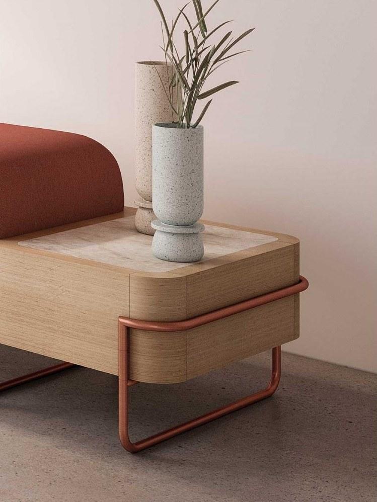 Momocca Модульная скамья со спинкой, обитая тканью Olga sun-id-1453689 - Вид №3