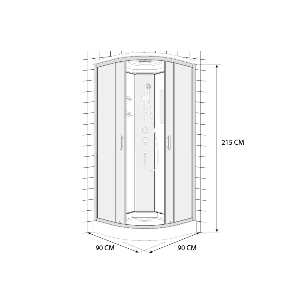 Душевая кабина Ломонд 1/4 низкий поддон 90x90 см Santreyd Без серии STLM-2074557 - Вид №11