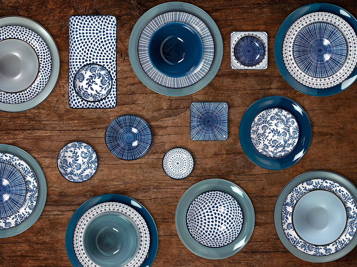 Тарелка фарфоровая 26 см синяя Circles Blue ОГОГО ОБСТАНОВОЧКА GRATIE 00-3877787 Синий  - Вид №3