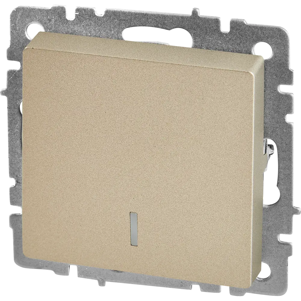 Выключатель встраиваемый IEK Brite 1 клавиша с индикатором цвет шампань STLM-2123616 - Вид №1