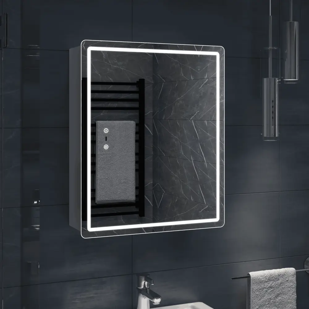 Шкаф для ванной комнаты с зеркалом Vigo Bloss 49.7x60x17 см с подсветкой STLM-2171016 - Вид №8