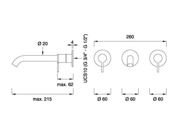 Группа 2 настенные открытые/закрытые краны CEADESIGN INNOVO ARCH-00110322 - Вид №1