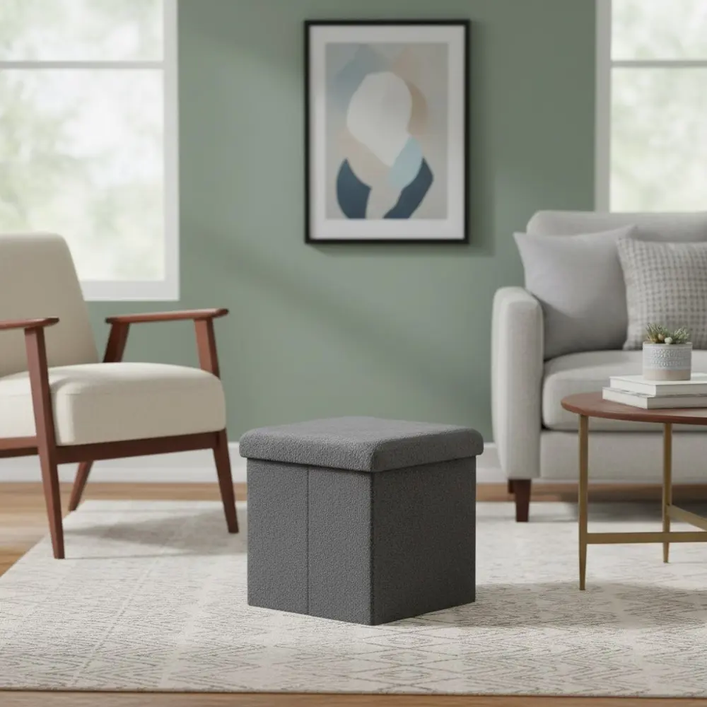 Пуф букле Rocksolid темно-серый 38x38 см STLM-2005502 - Вид №2