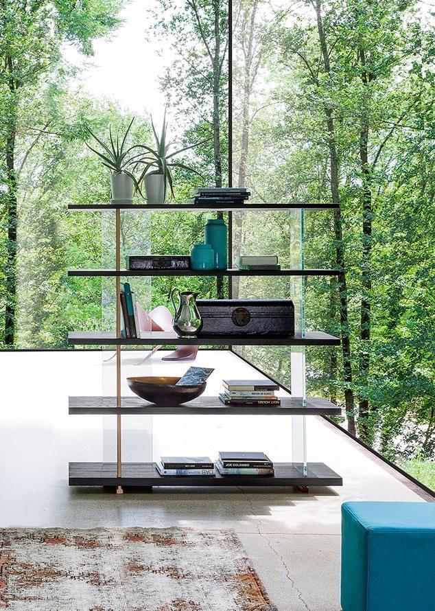 Devina Nais Книжный шкаф с открытыми разделениями из дерева и стекла Zero.16 sun-id-1414794 - Вид №1