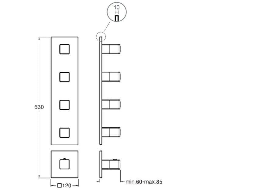 Термостатический смеситель для душа / ванны с 5 отверстиями с пластиной CRISTINA Rubinetterie Термостатические смесители-Shower &amp ARCH-00042312 - Вид №2