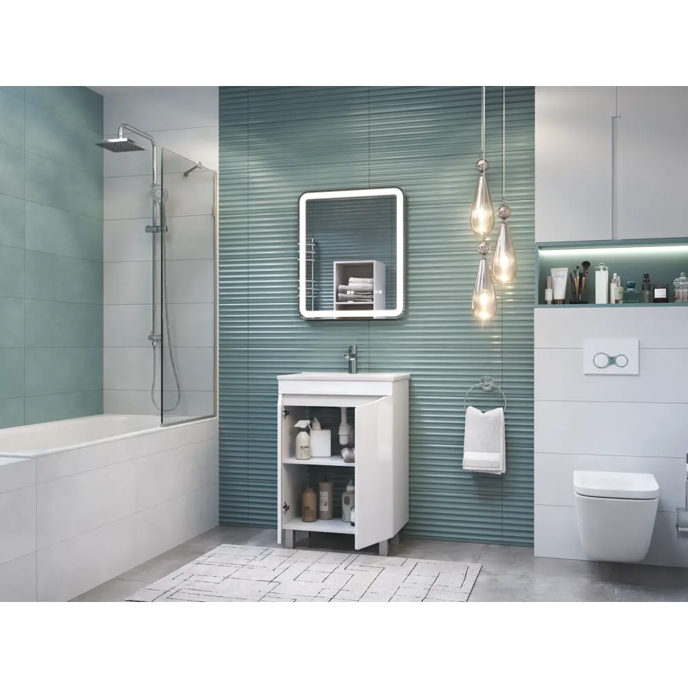 Тумба под раковину Vigo Emily Core 58.4х38.6х85 см ламинированная ДСП цвет белый STLM-2162141 - Вид №6