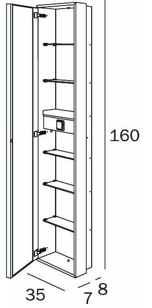Модуль с полками, держатель для фена, распашная дверь INDA® My secret ARCH-00079734 - Вид №4