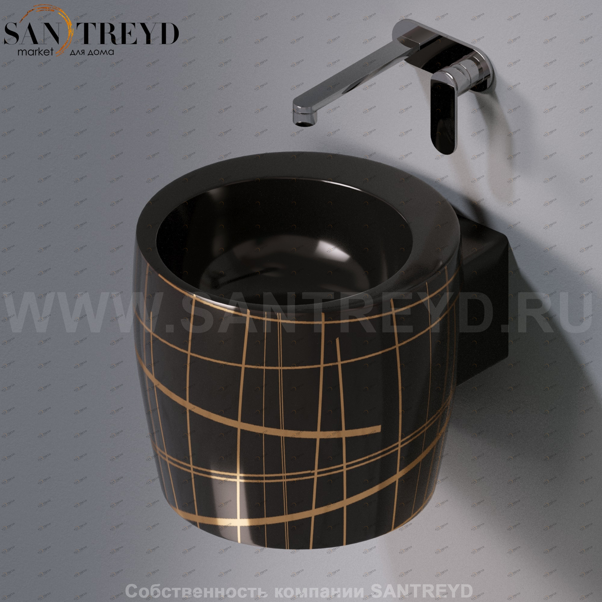 L102T0R0V1.416G Подвесная раковина настенная круглая A. e T. Italia SPOT черная AeT ITALIA TOTEM