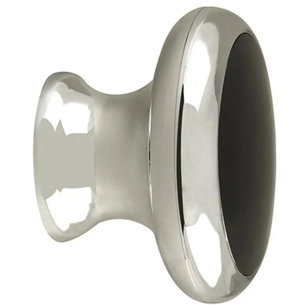 Мебельная ручка-кнопка Elikor 52 пластик цвет глянцевый хром/чёрный STLM-2141230