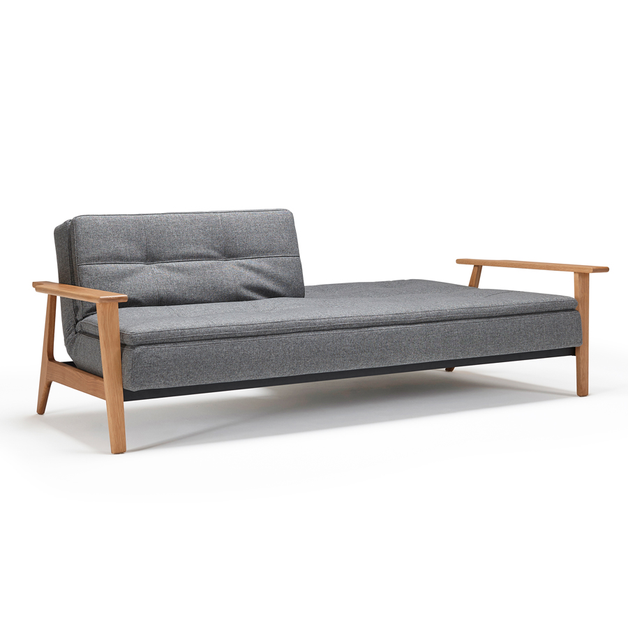 Диван раскладной Dublexo темно-серый с ножками из дуба и подлокотниками Innovation Living 741050563LG720 - Вид №2