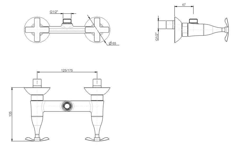 Наружный настенный смеситель для ванны Rubinetterie Frattini Lucrezia ARCH-00038673 - Вид №4