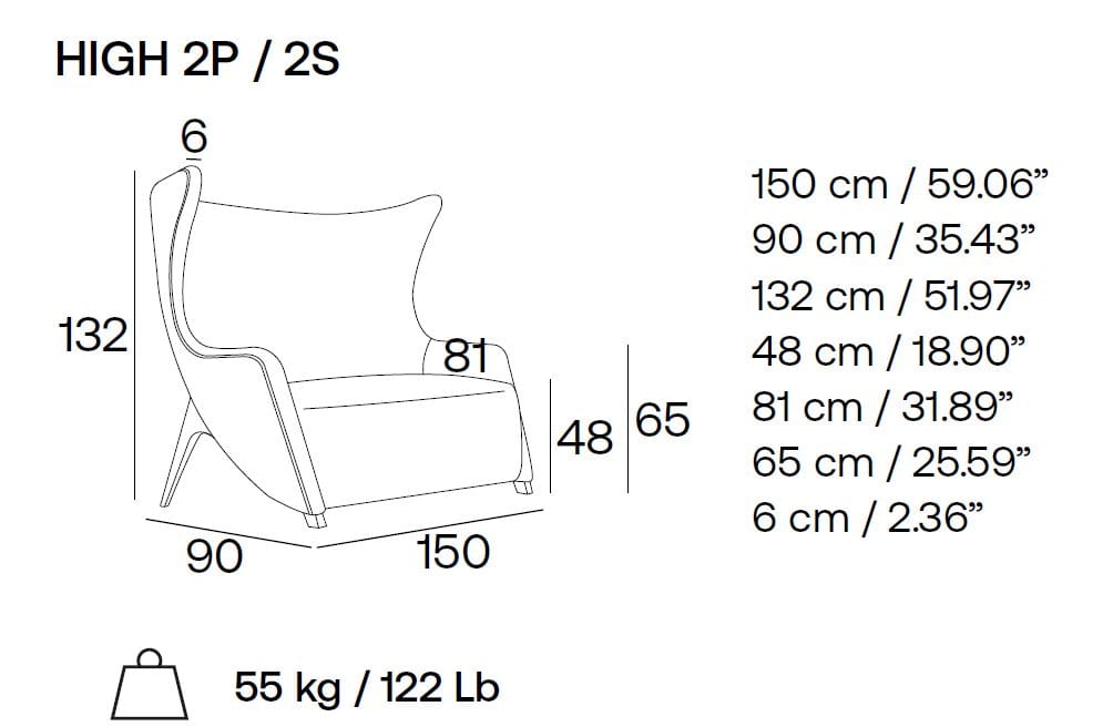 2-местный диван с высокой спинкой Adrenalina ARCH-00107070 - Вид №5