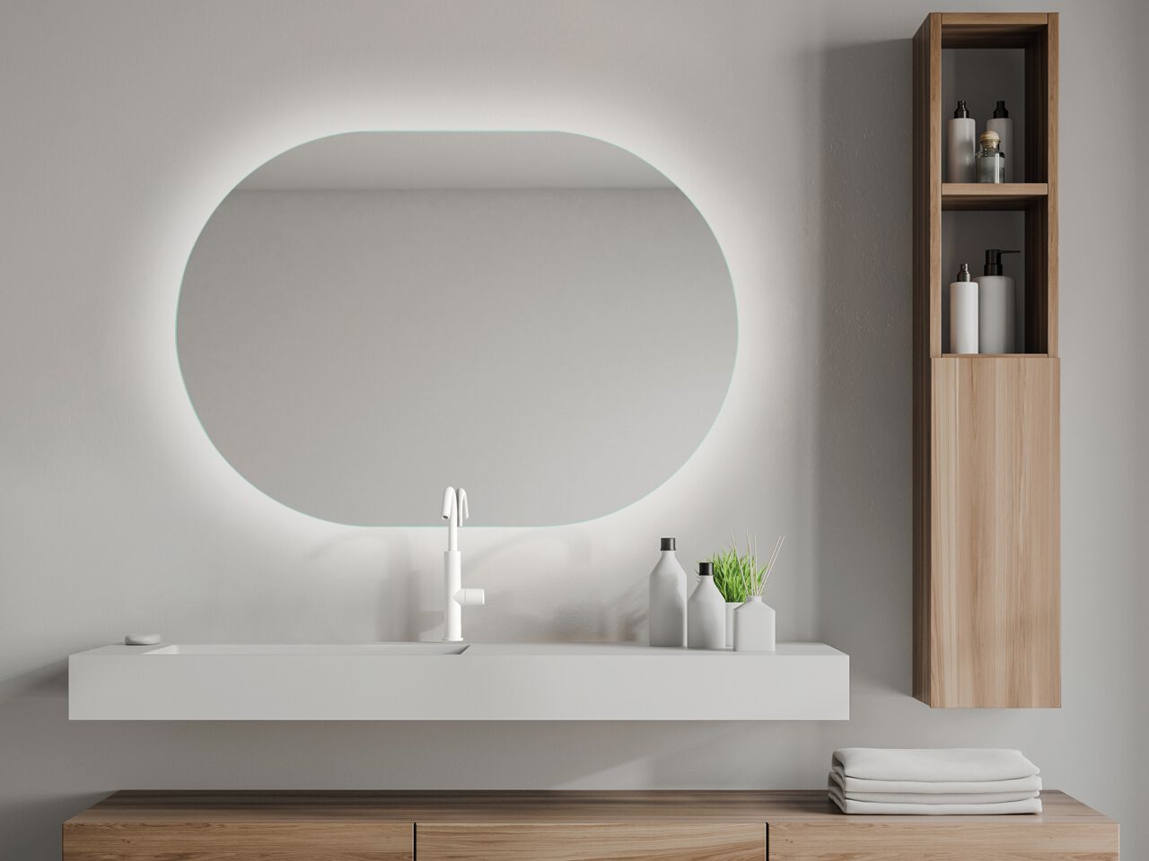 Овальное зеркало со встроенным освещением для ванной комнаты GEDY AMEDEO ARCH-00114729 - Вид №1