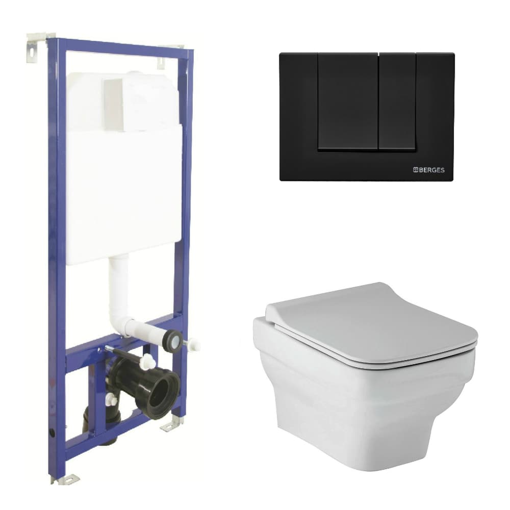 043211 Подвесной унитаз настенный Черный BERGES  Турция 