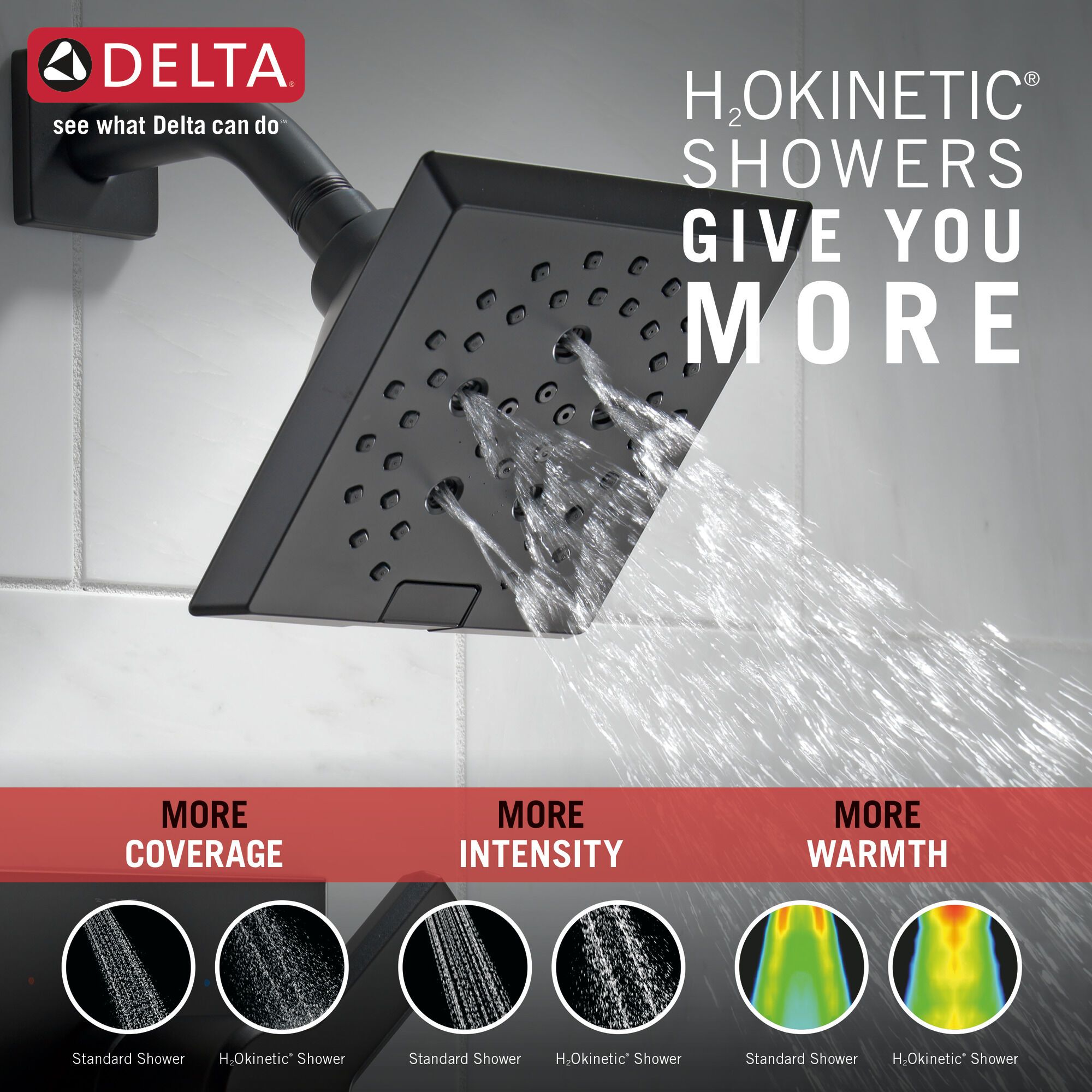 T14499-BL Monitor® 14 Series H2Okinetic® Ванна и душевая панель Delta Faucet Pivotal Матовый черный  - Вид №1