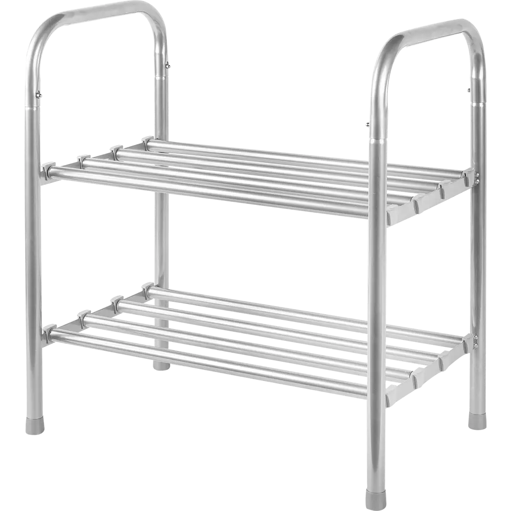 Этажерка для обуви Spaceo 53x47-79.5x29 см 2 полки металл цвет хром Полка раздвижная STLM-2083567