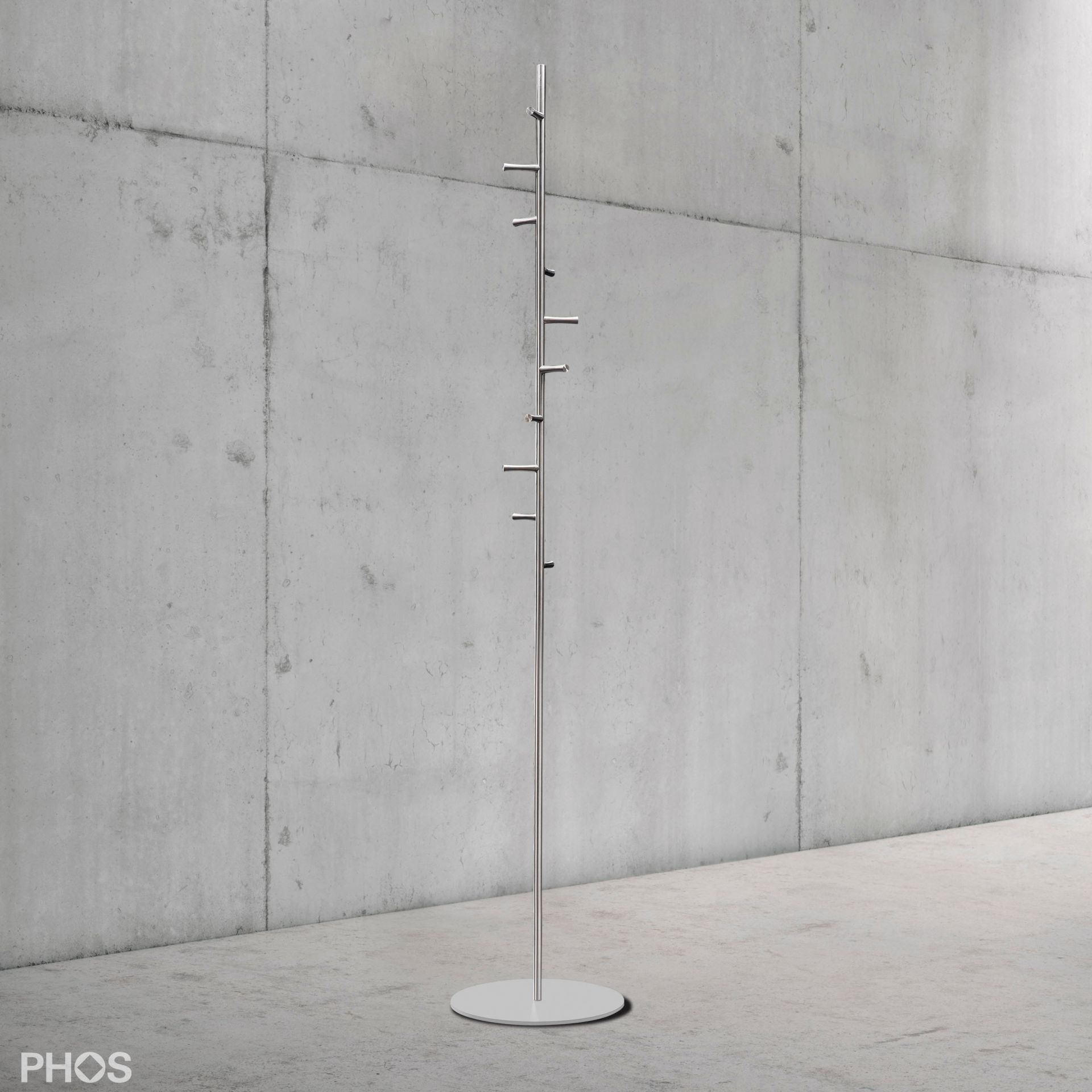 GSTH10F-BPW Вешалка для одежды с 10 струящимися крючками, основание: белое. PHOS  - Вид №1