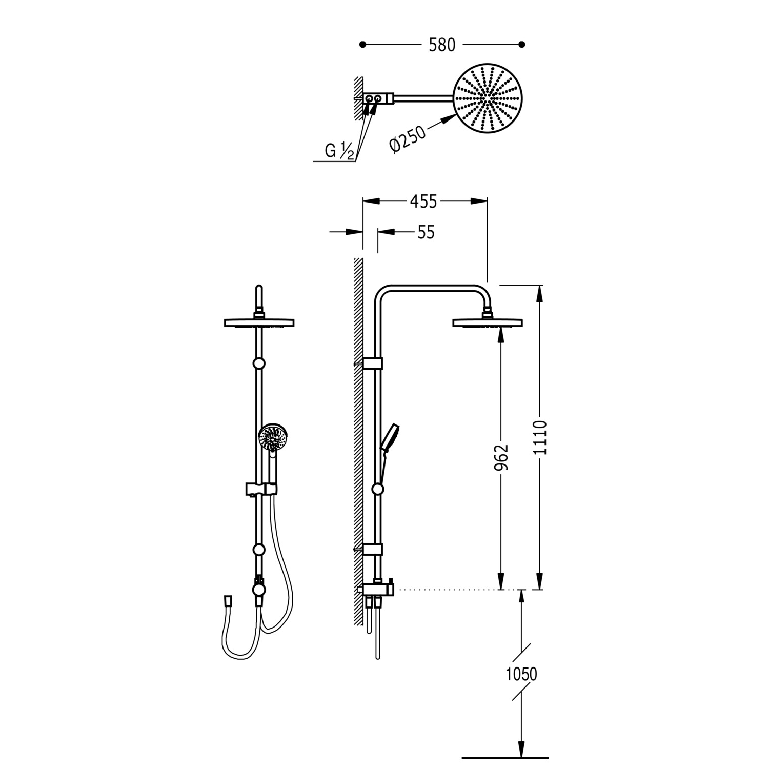 Душевой набор, регулируемый под любой тип крана-161214 TRES Showers - Вид №1