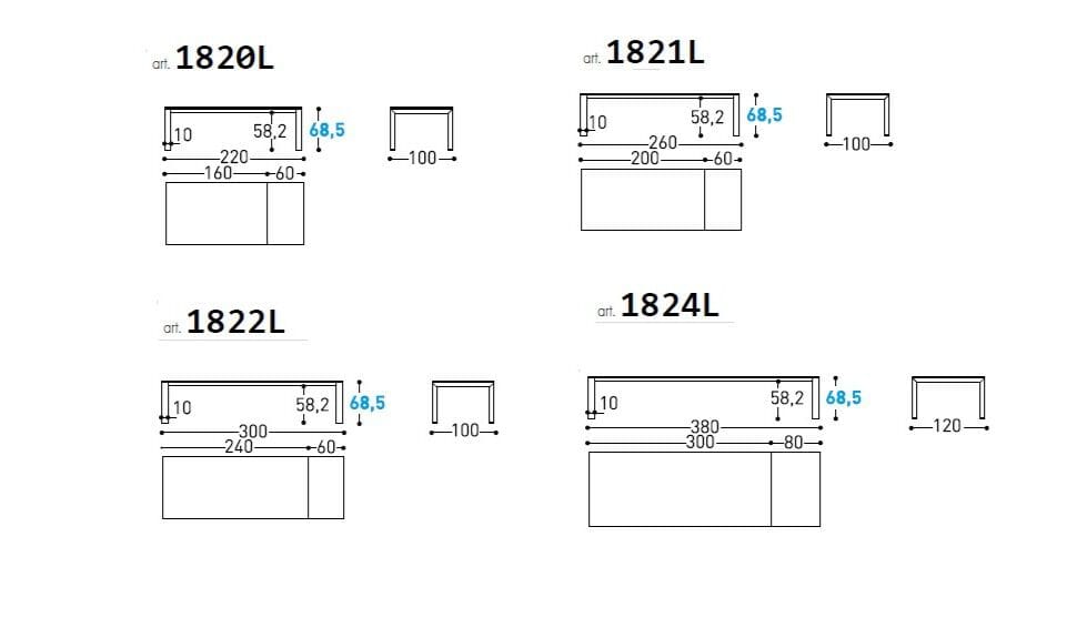 Алюминиевый выдвижной садовый стол с порошковым покрытием Varaschin дольмен ARCH-00102165 - Вид №6
