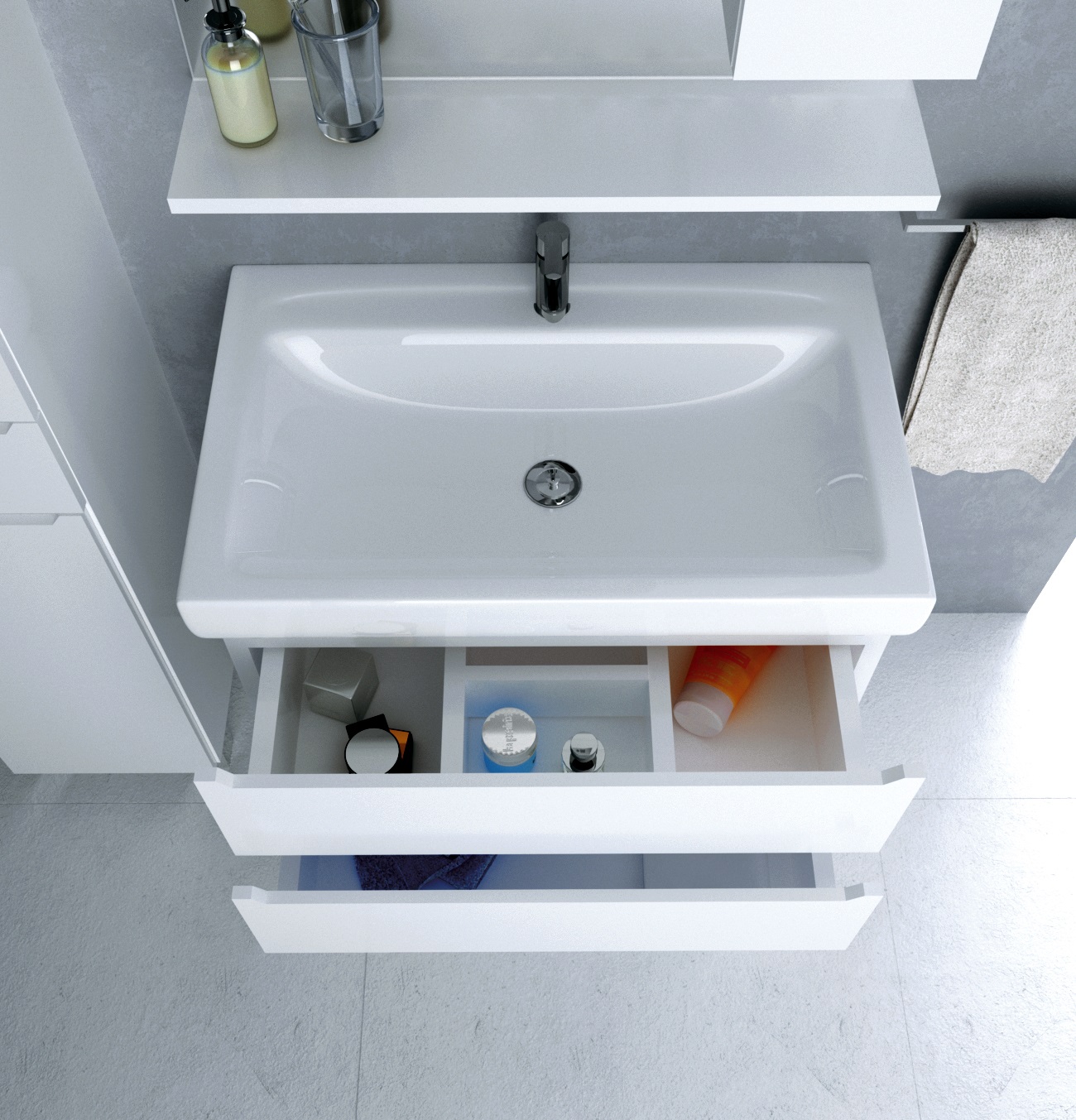 У57594 Тумба Кода 60Н 3в.я. Белый глянец, МДФ 1 Marka Кода  - Вид №2