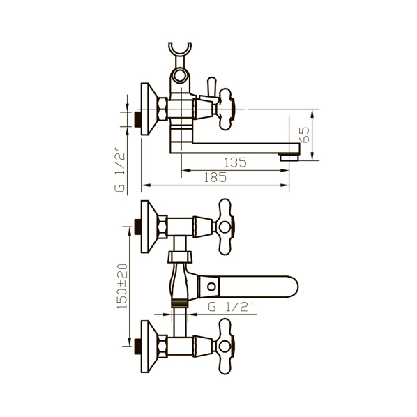 122 Retro  Смеситель для ванны  ARGO kran 122retro - Вид №1