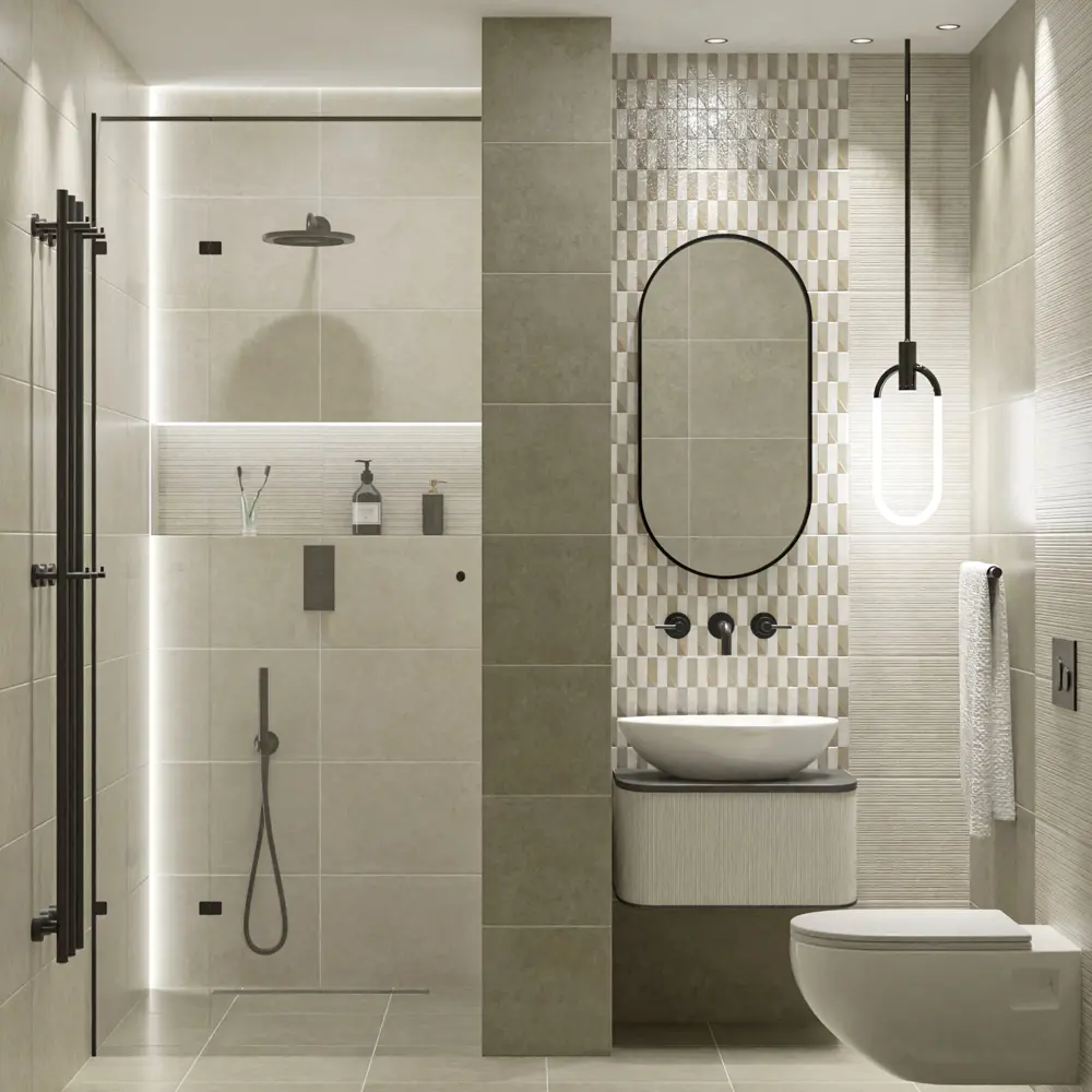 Настенная плитка Azori Catar Cotto 31.5x63 см 1.79 м² матовая цвет темно-бежевый STLM-2043231 - Вид №5
