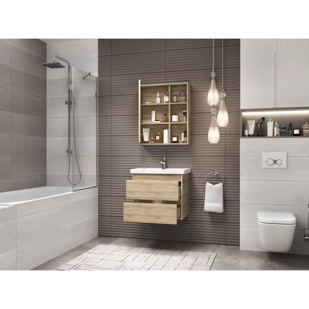 Тумба под раковину подвесная Vigo Matteo 70 см цвет дуб сонома STLM-2106093 - Вид №9