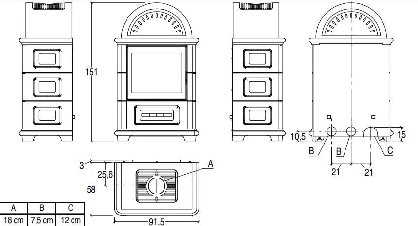 Дровяная печь класса A+ Piazzetta дровяные печи ARCH-00014945 - Вид №1