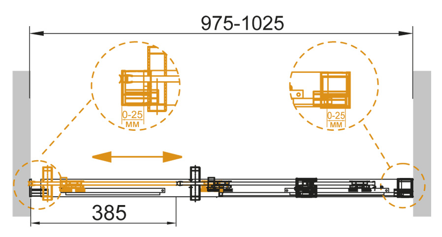 Душевая дверь в нишу CEZARES DUET SOFT-BF-1-100-C-Cr-L  - Вид №1
