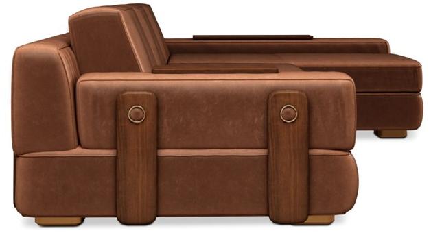 Porustudio 3-х местный кожаный диван с шезлонгом sun-id-1489217 - Вид №2