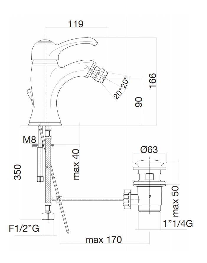 47ZZ5321 Смеситель на биде , бронза Fiore JAFAR  - Вид №2