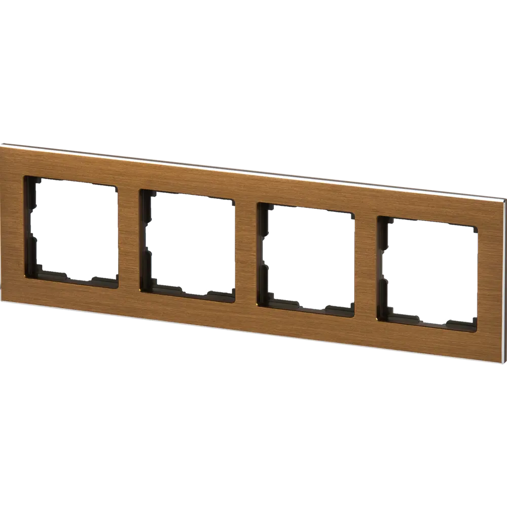 Рамка для розеток и выключателей Werkel Aluminium 4 поста, цвет коричневый STLM-2109361 - Вид №1