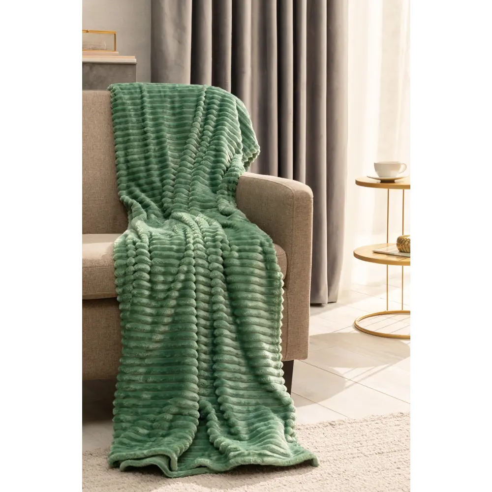 Плед Strips 150x200 см велсофт цвет изумрудный Santreyd STLM-2062271 - Вид №4