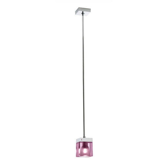 Светильник подвесной 10,7х8 см розовый Cubetto D28A0100 Rosso spc. FABBIAN ДИЗАЙНЕРСКИЕ 00-3882246 Розовый;хром  - Вид №1