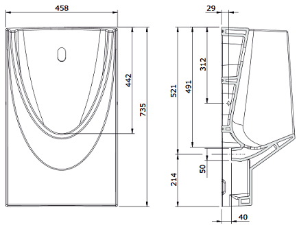 108530004 Настенный писсуар, уринал с мушкой Sanindusa Modo - Вид №1