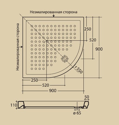 Поддон душевой MIGLIORE 90 x 90 см, ML.PDA-28.090.BI  - Вид №1