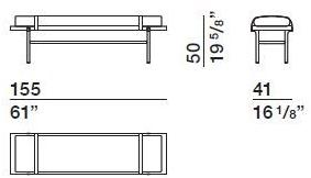 Molteni & C. Скамья из дерева с тканевым сиденьем Twelve a.m. Tpa1 - Вид №2