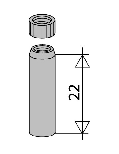 049700 009 01  Регулировочный стержень с контргайкой для вестгейта с тросовым приводом, длина 22 мм, высота регулируется 16 мм, латунь Valentin Хром  - Вид №2