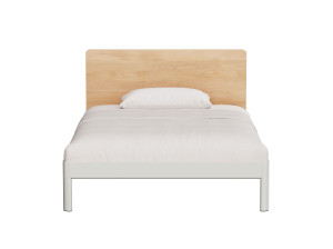 Алюминиевая и деревянная кровать с мягким изголовьем