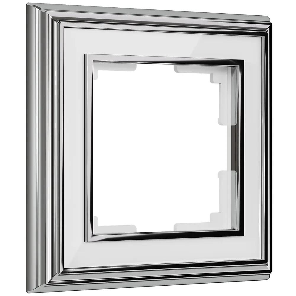 Рамка для розеток и выключателей Werkel Palacio 1 пост цвет белый хром STLM-2069131