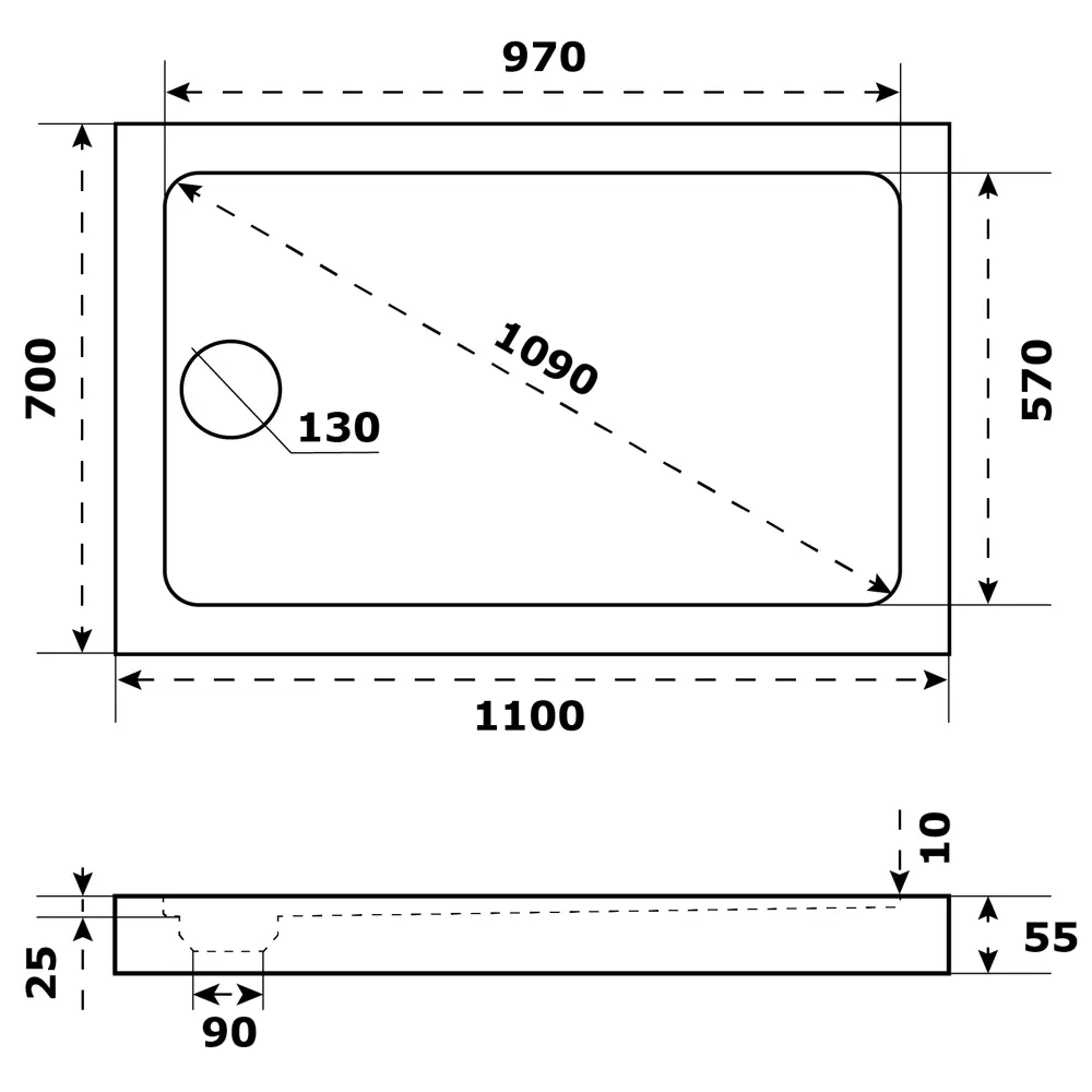 Душевой поддон Slim акрил 110x70 см Santreyd STLM-2047657 - Вид №2