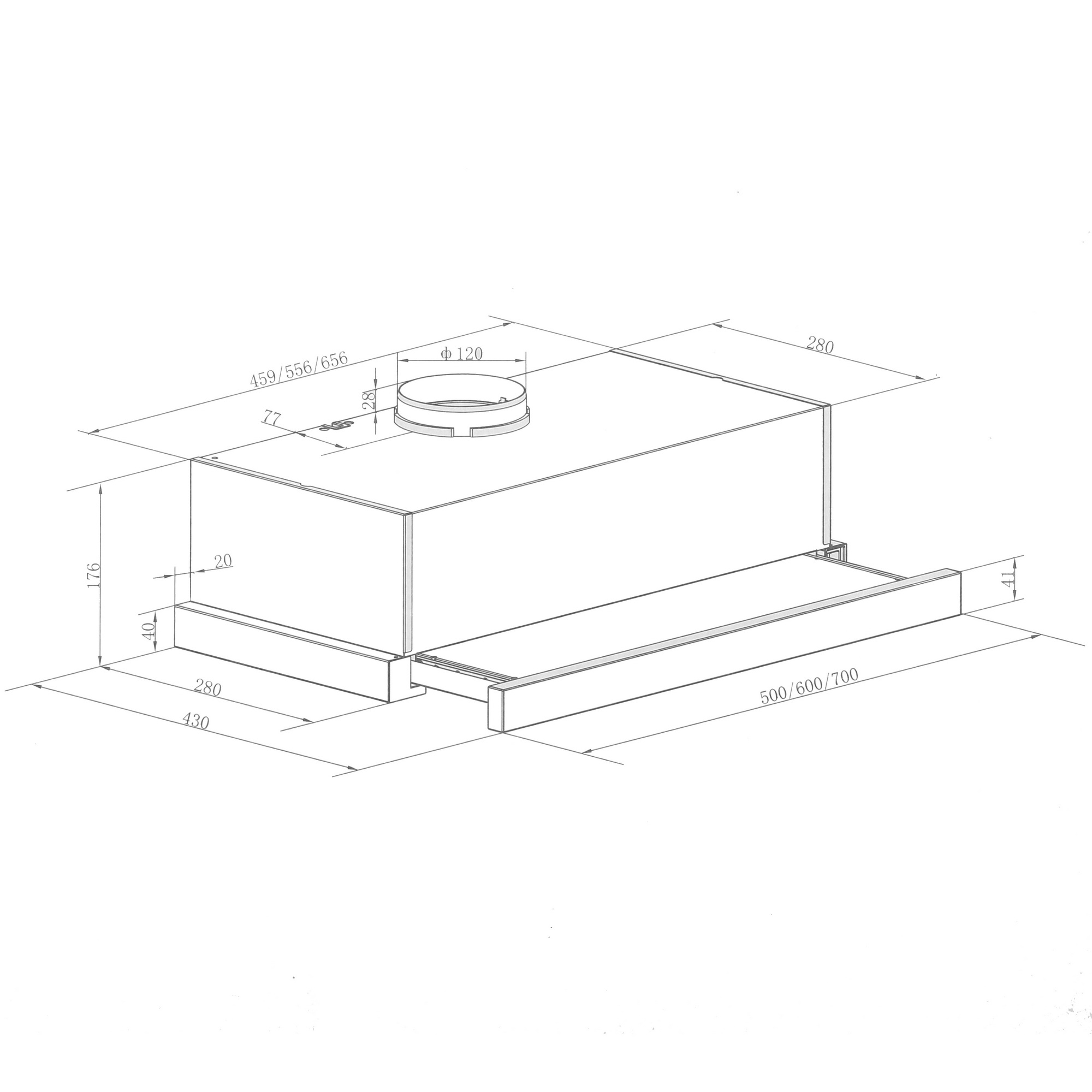 8160080 Вытяжка телескопическая HOMSair FLAT 50 черный/черный STDN-0039778 - Вид №10