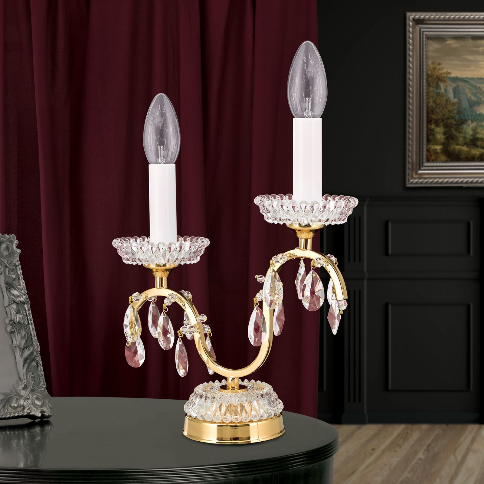 Латунная настольная лампа с кристаллами Orion Hirohito ARCH-00123944 - Вид №2