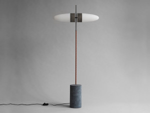 Торшер с мраморным основанием и стеклянным абажуром