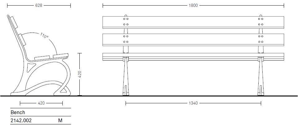 Neri Деревянная скамейка со спинкой Salix 2142  - Вид №5